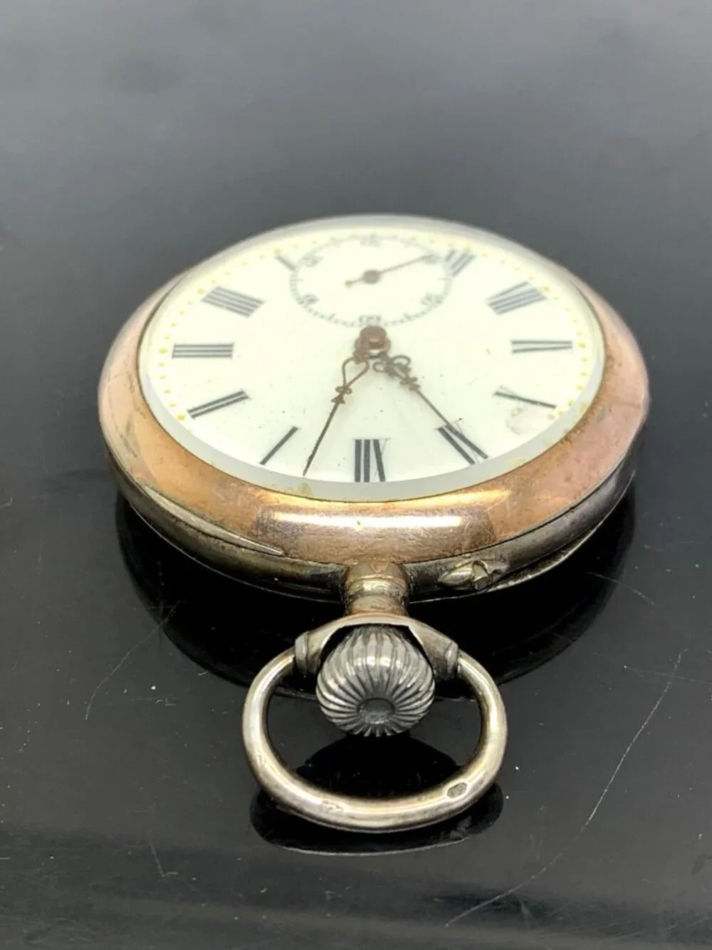 Antique Pocket Watch German Reichskrone Imperial Crown .800 Silver Case 50mm